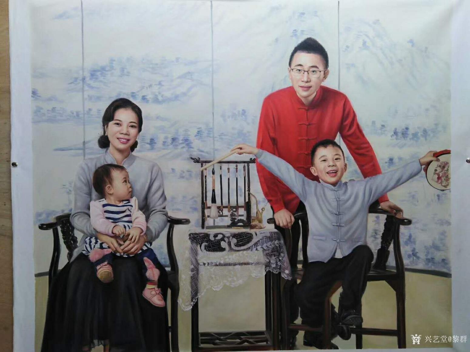 黎群油画作品《幸福一家》【图0】