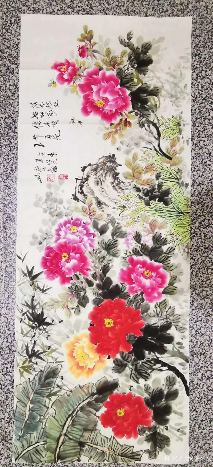 张恒久国画作品《牡丹-佳名唤作百花王》【图0】