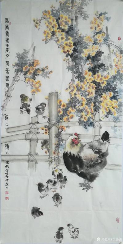 李伟强日记-国画花鸟画“落红香散东风软”《明王淮诗意》
落红香散东风软，
灵岩络翠苔纹浅【图1】