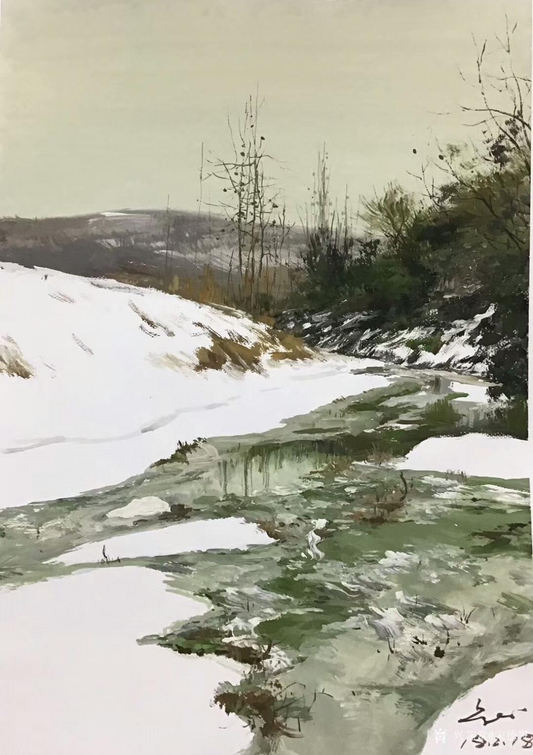 宋德发油画作品《雪后》【图0】