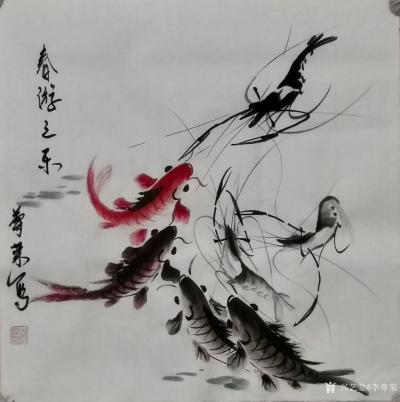 李尊荣日记-国画鱼虾蟹《连年有余》《家园乐趣》《相约在春季》《咏春之乐》；
  客户订制的【图4】