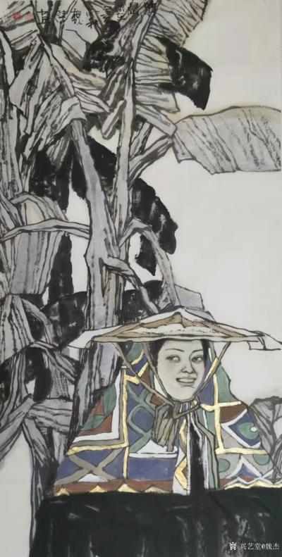 魏杰日记-国画人物画《吴城印象》《九嶺秋色》《雨后芭蕉图》乙亥年秋作品；尺寸四尺竖幅68X【图4】