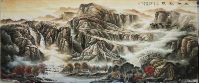 宁建华日记-国画水墨山水画《太行秋韵》小八尺最新创作，乙亥年夏日於太行书画院。送给大家欣赏指【图1】