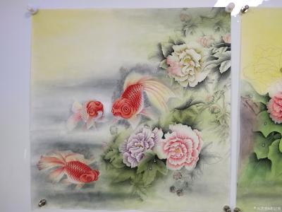 胡记领日记-近期精品工笔力作《牡丹金鱼》四尺斗方，国画牡丹锦鸡《锦上添花》四尺竖幅；国画公鸡【图2】