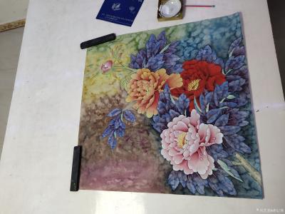 胡记领日记-近期精品工笔力作《牡丹金鱼》四尺斗方，国画牡丹锦鸡《锦上添花》四尺竖幅；国画公鸡【图5】