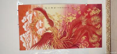 胡记领日记-近期精品工笔力作《牡丹金鱼》四尺斗方，国画牡丹锦鸡《锦上添花》四尺竖幅；国画公鸡【图8】