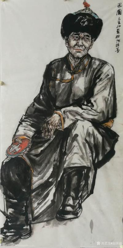 赵国毅日记-国画人物画《查干础鲁》《巴图》《阿拉善的青年人》《扣文》尺寸4尺竖幅68X138【图2】