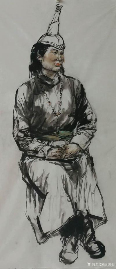 赵国毅日记-国画人物画《查干础鲁》《巴图》《阿拉善的青年人》《扣文》尺寸4尺竖幅68X138【图5】