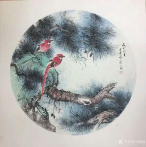 艺术品图片：艺术家徐建清国画作品名称《花鸟画-松间红影2》价格6000.00 元