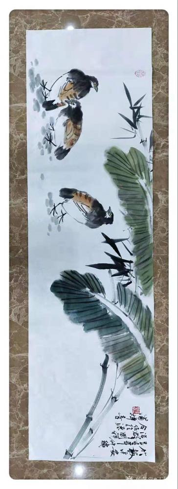 丁国祥收藏-国画花鸟画《竹报平安》《观自在》，与著名画家孙浩群老师联手绘制；
  国画《竹【图1】