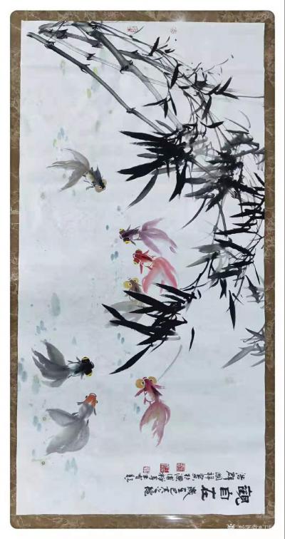 丁国祥收藏-国画花鸟画《竹报平安》《观自在》，与著名画家孙浩群老师联手绘制；
  国画《竹【图2】