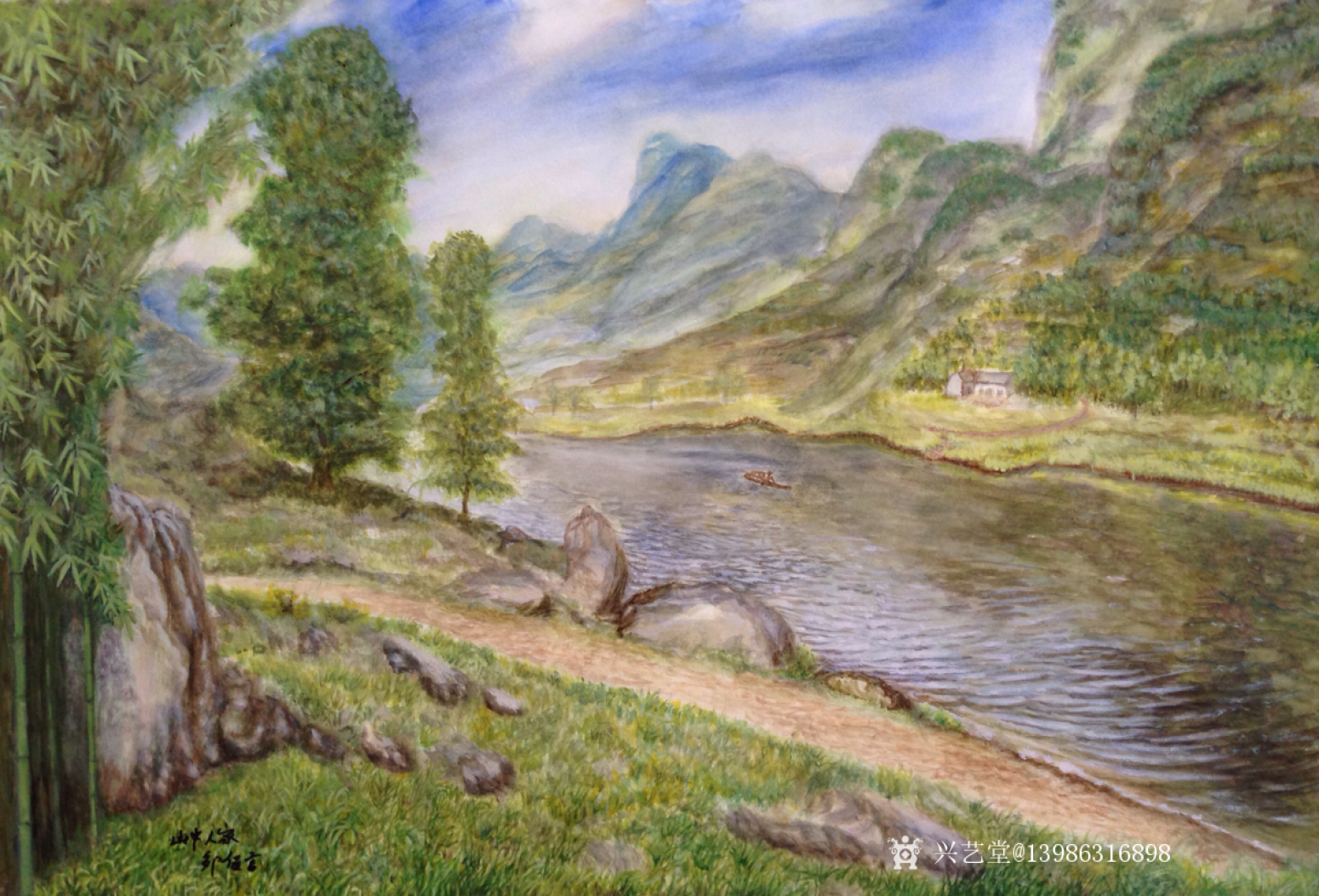 画家邹宝远油画作品《山中人家》【图0】