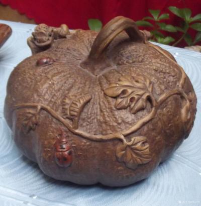 荆古轩收藏-收藏二十多年不同规格的老紫砂南瓜，老清罐子和飘花翡翠。此藏品是我从不同地方不同藏【图3】