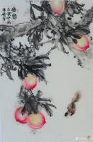 艺术家李伟强日记:国画桃子作品名称《华实》，附诗一首：
你说一年，哪季美？【图0】