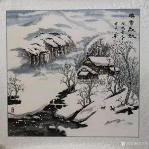 艺术品图片：艺术家吉大华国画作品名称《冬景-瑞雪飘飘》价格600.00 元