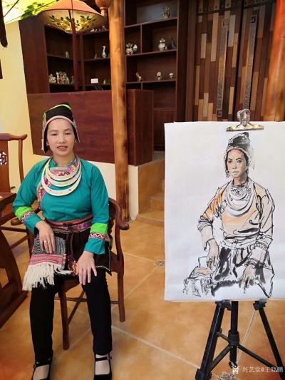 王晓鹏日记-水墨画人物写生系列国画作品《侗家姑娘》中国人是最美的！
 王晓鹏乙亥年深秋画于【图3】