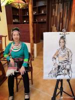 艺术家王晓鹏日记:水墨画人物写生系列国画作品《侗家姑娘》中国人是最美的！
 【图2】