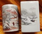 荆古轩藏宝-旧藏二个漂亮的瓷器笔筒：1，咏雪四方瓷器山水笔筒。款“许人”【图5】