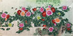 艺术品图片：艺术家石海博国画作品名称《花鸟画-花开富贵3》价格3000.00 元