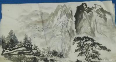 荆古轩日记-荆门书画——尹峰习笔画作：得山水清气，乐在水墨趣中。荆古轩习画偶得。【图1】