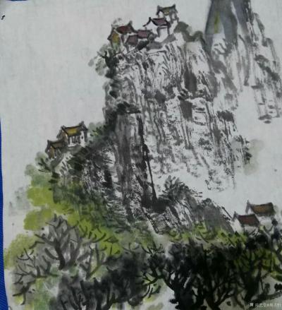 荆古轩日记-荆门书画——尹峰习笔画作：得山水清气，乐在水墨趣中。荆古轩习画偶得。【图2】