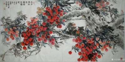 李伟强日记-国画花鸟画《荔枝》品方瑶柱美,肌爱玉环肥；作品尺寸四尺横幅68X138CM；
【图1】