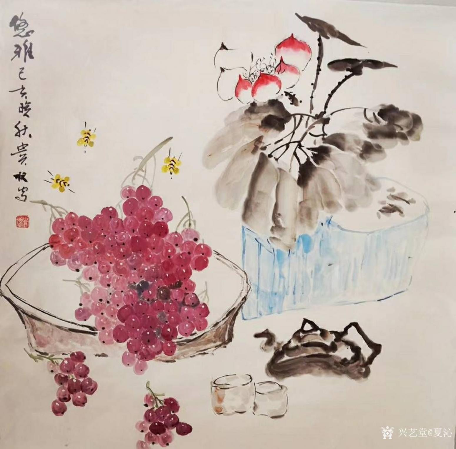 夏沁国画作品《优雅》【图0】