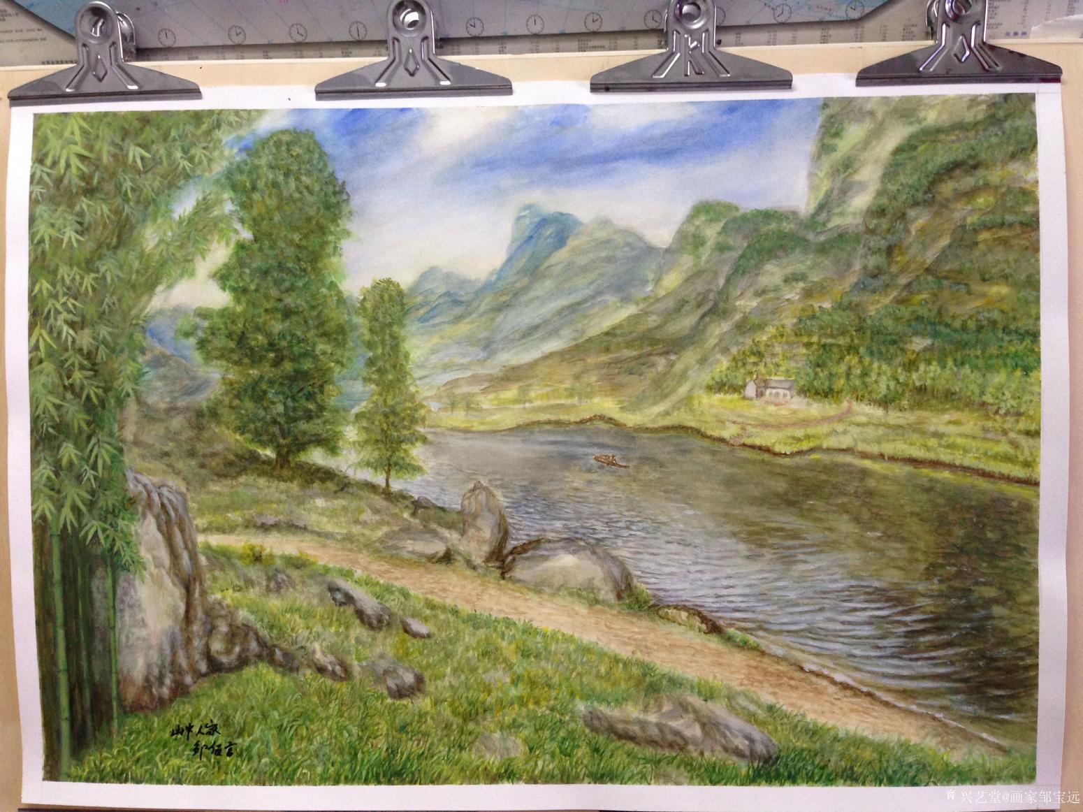 画家邹宝远油画作品《山中人家》【图1】