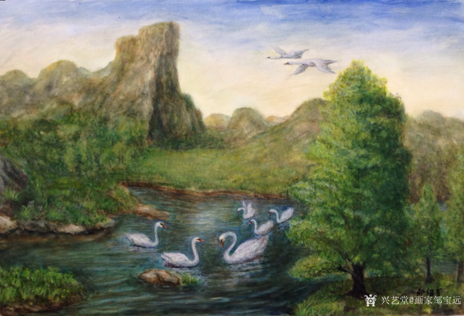 画家邹宝远油画作品《问候》