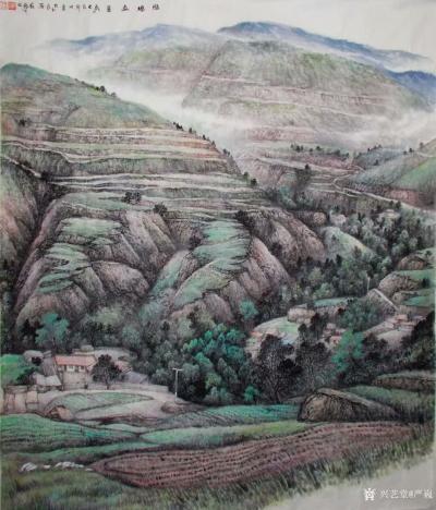 严巍日记-陇塬写生作品国画山水画《陇塬立夏》和《陇塬岁月》，创作时间乙亥年仲夏，请欣赏。【图1】