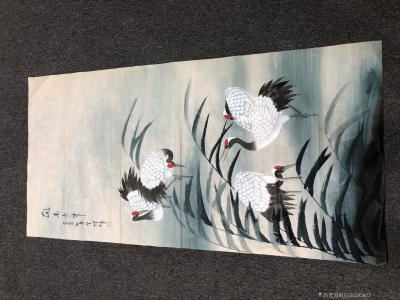 15150593803收藏-【名称】：仙鹤延年
【作者】：朱全增 
【尺寸】：四尺
【介绍】：朱全增 【图1】