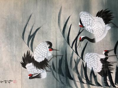 15150593803收藏-【名称】：仙鹤延年
【作者】：朱全增 
【尺寸】：四尺
【介绍】：朱全增 【图2】