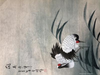 15150593803收藏-【名称】：仙鹤延年
【作者】：朱全增 
【尺寸】：四尺
【介绍】：朱全增 【图5】