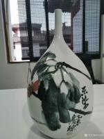 艺术家甘庆琼收藏:手绘原创国画大写意荷花瓷器作品两件~甘庆琼作于景德镇陶瓷大学【图0】