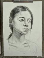 艺术家覃莽日记:我的素描人物头像画法步骤,以两幅今日教学示范作品为例；
 【图1】