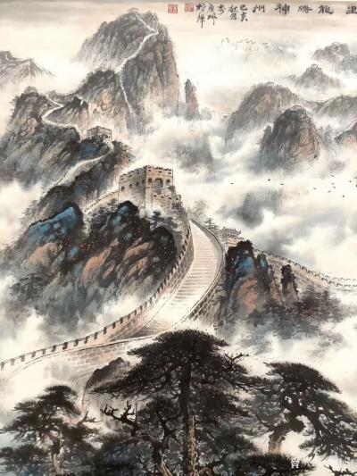 罗树辉日记-国画山水万里长城作品名称《雄风万里，龙腾神洲》；
  按订制要求，创作110*【图6】