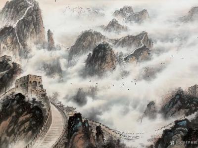 罗树辉日记-国画山水万里长城作品名称《雄风万里，龙腾神洲》；
  按订制要求，创作110*【图7】