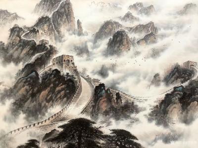 罗树辉日记-国画山水万里长城作品名称《雄风万里，龙腾神洲》；
  按订制要求，创作110*【图8】