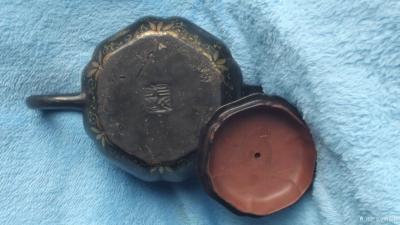 荆古轩收藏-旧藏民国名家吴汉文描金人物紫砂壶、【图3】