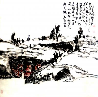 杨牧青日记-杨牧青国画《塬畔情》六幅原创作品
规格：68cm x 68cm
款识：塬畔情【图2】
