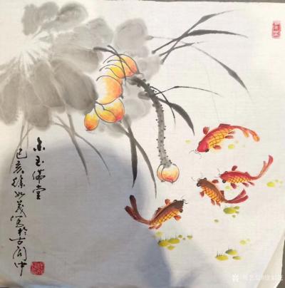 徐如茂日记-闲来心情不错，画《金玉满堂》《冬梅》《秋菊》《竹下双栖图》四尺斗方，分享给诸位国【图1】