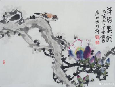 李伟强日记-入冬的国画花鸟画小品《香风留美人》《玉刻冰壶》《绰约新妆》《高节》《安石榴 》《【图3】
