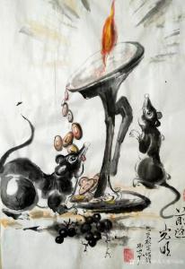 艺术品图片：艺术家陕西大秦书画院国画作品名称《著名画家杜根定老师》价格398.00 元