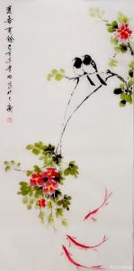 艺术品图片：艺术家夏沁国画作品名称《双喜有余》价格300.00 元