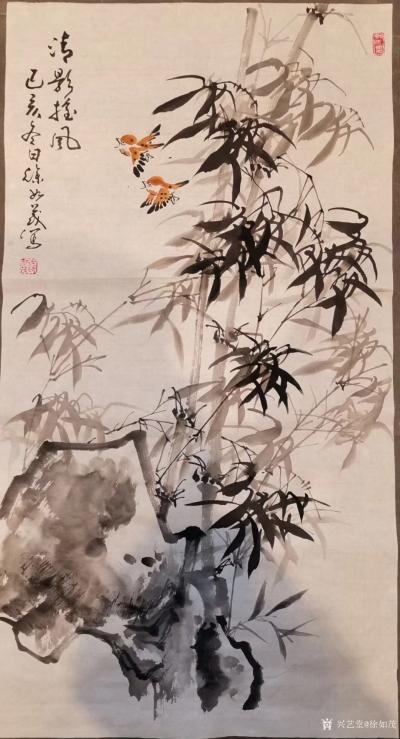 徐如茂日记-国画竹子《醉笔淋漓写竹枝，分明风雨满天时。》乙亥年冬至创作于古城阆中；作品尺寸4【图1】