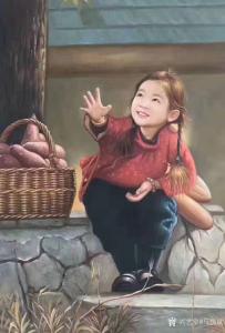 艺术品图片：艺术家马国斌油画作品名称《农家小女孩》议价