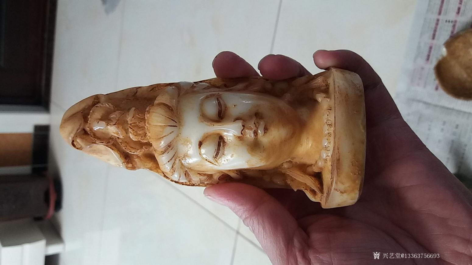 13363756693雕刻作品《汉白玉观音像》【图1】