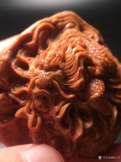 税小宁收藏-核雕作品【双龙戏珠】四面雕刻，四条巨龙，尺寸：49*39*45；
 雕工细腻，【图3】