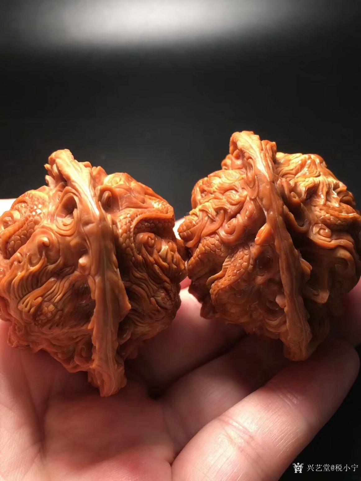 税小宁雕刻作品《核雕-双龙戏珠》【图0】