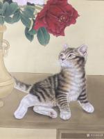 艺术家汪林日记:国画工笔花鸟画《赏花观蝶》，尺寸68x45cm，乙亥年冬月新【图0】